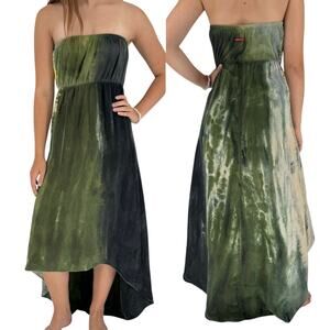 Hard Tail Forever Y2K Strapless Tie Dye Hi-Lo Maxi‎ Dress Size XS Hippie Boho